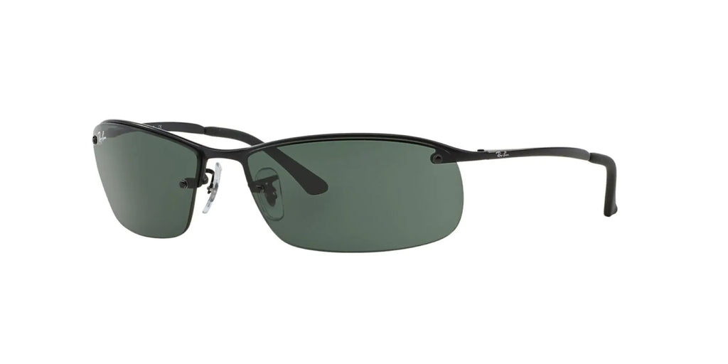 Ray-Ban Mens RB3183 Rectangular Sunglasses Matte Black/Dark Green 63 mm