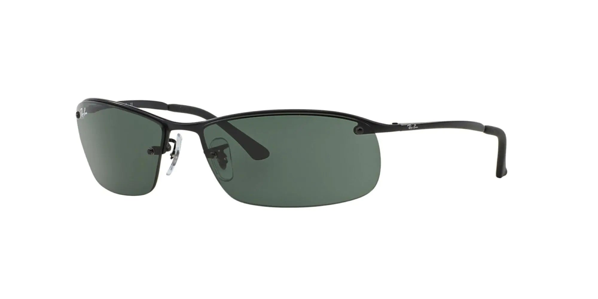 Ray-Ban Mens RB3183 Rectangular Sunglasses Matte Black/Dark Green 63 mm